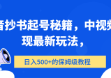 抖音抄书起号秘籍，中视频变现最新玩法，日入500+的保姆级教程！